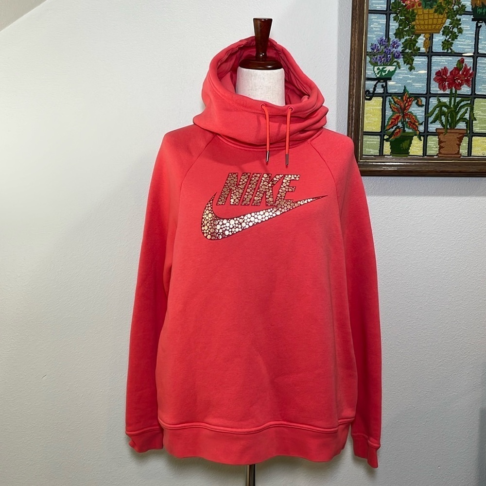 Women’s Nike Hooded Sweatshirt Coral Pink Size Large